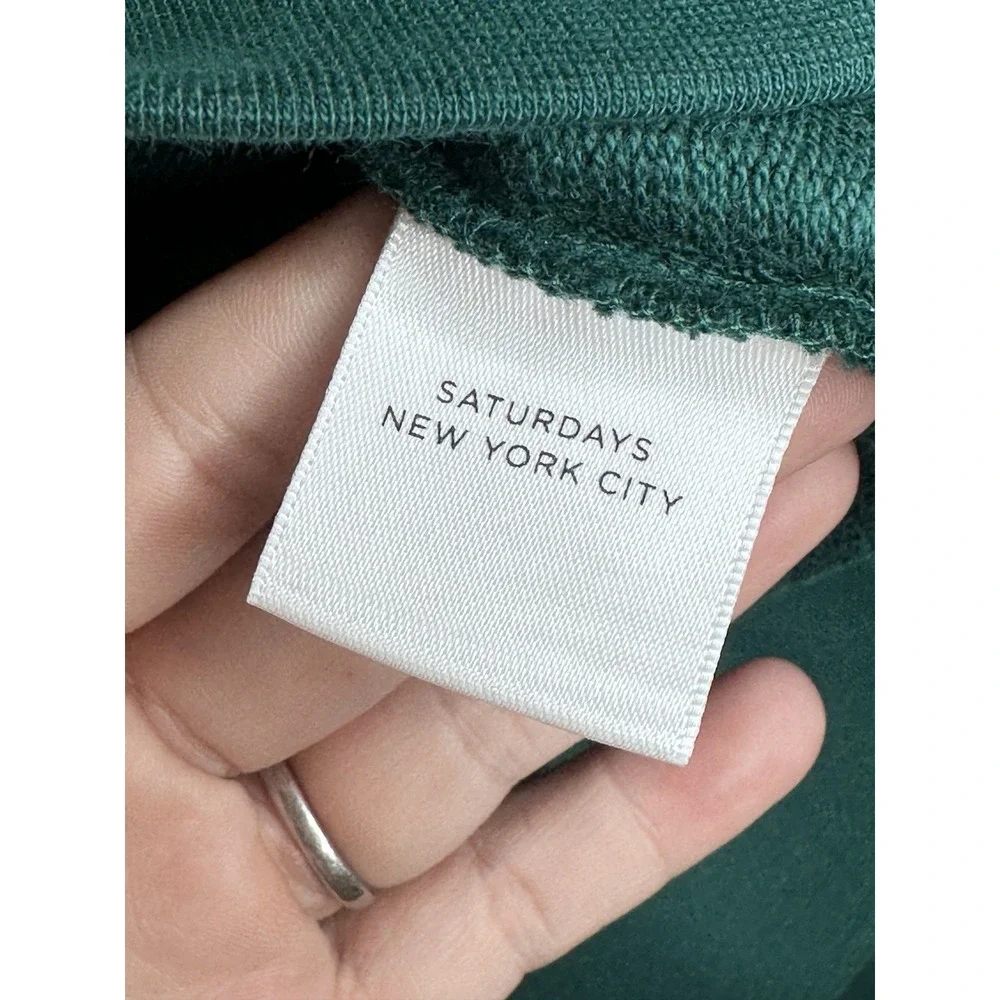 NEW Saturdays NYC Mens Sweatshirt Essex Crew Street Large L Green Ivory Mens - Picture 7 of 8